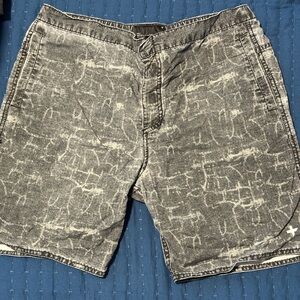 Tavik Gray Jean Shorts‎ with Geometric Pattern